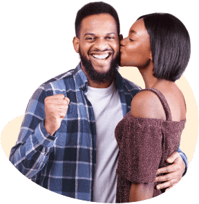smiling young man and girl